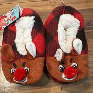Cozy Reindeer Slippers for Kids - Red and Brown